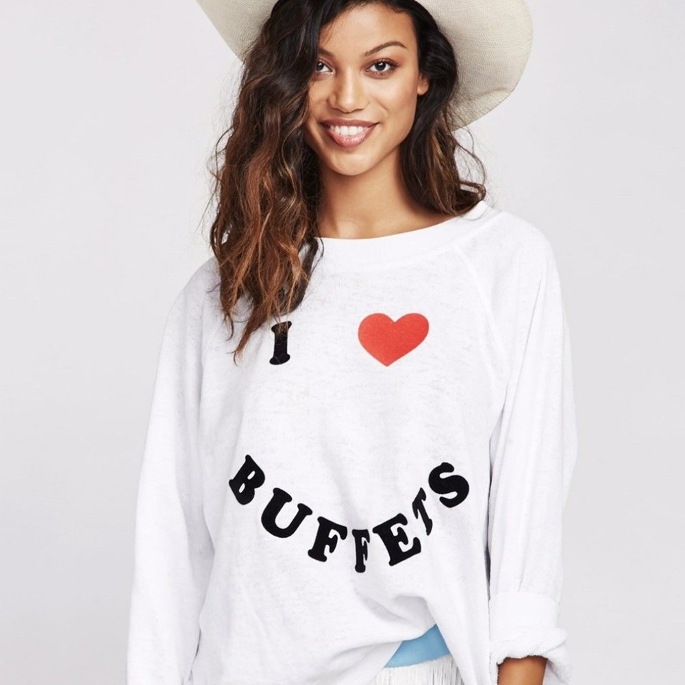 WILDFOX I LOVE BUFFETS LONG SLEEVE SWEATSHIRT